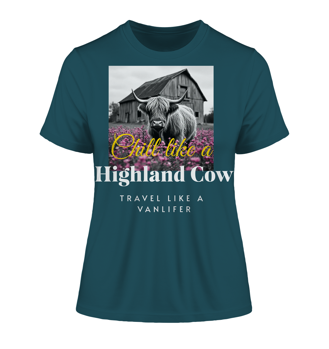 Chill like a Highland Cow – Damen Bio-Shirt (Fitted)