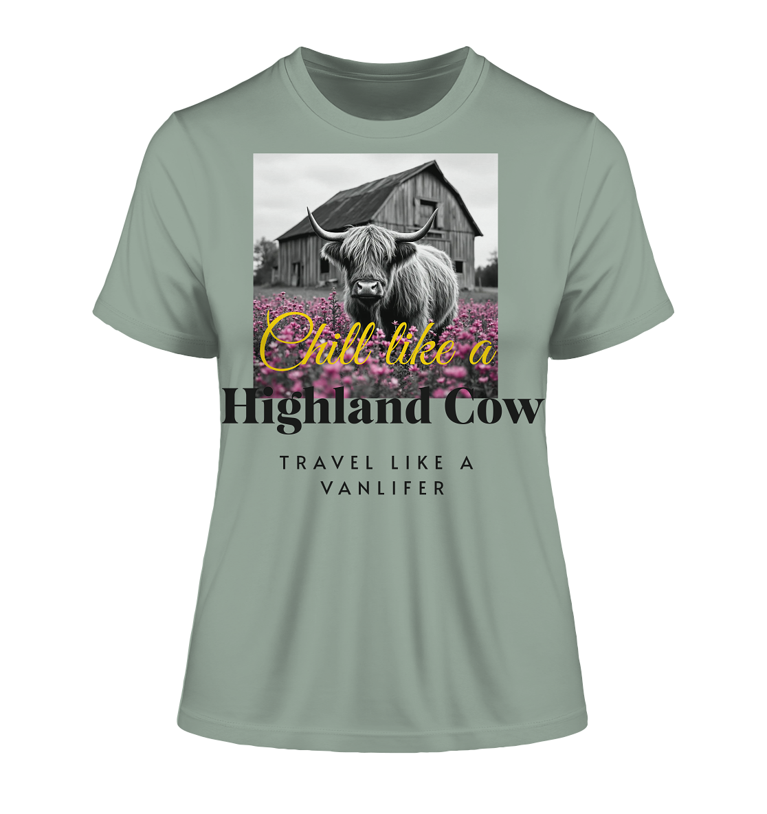 Chill like a Highland Cow – Damen Bio-Shirt (Fitted)