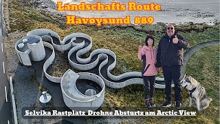 Norwegen Reise mit dem Wohnmobil - Landschaftsroute Havøysund 889 | Drohne Crach am Arctic View