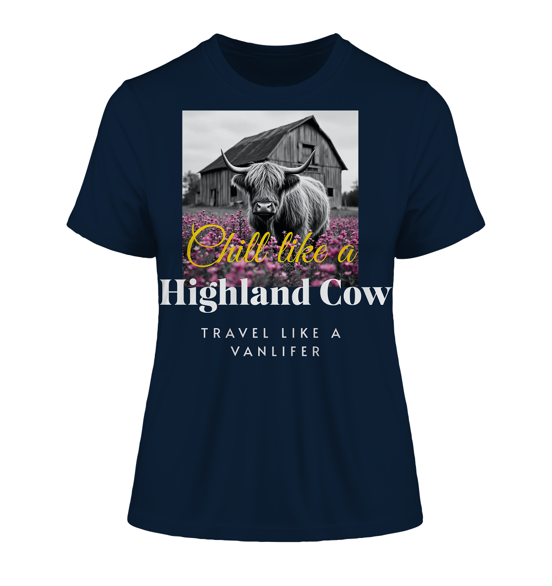 Chill like a Highland Cow – Damen Bio-Shirt (Fitted)