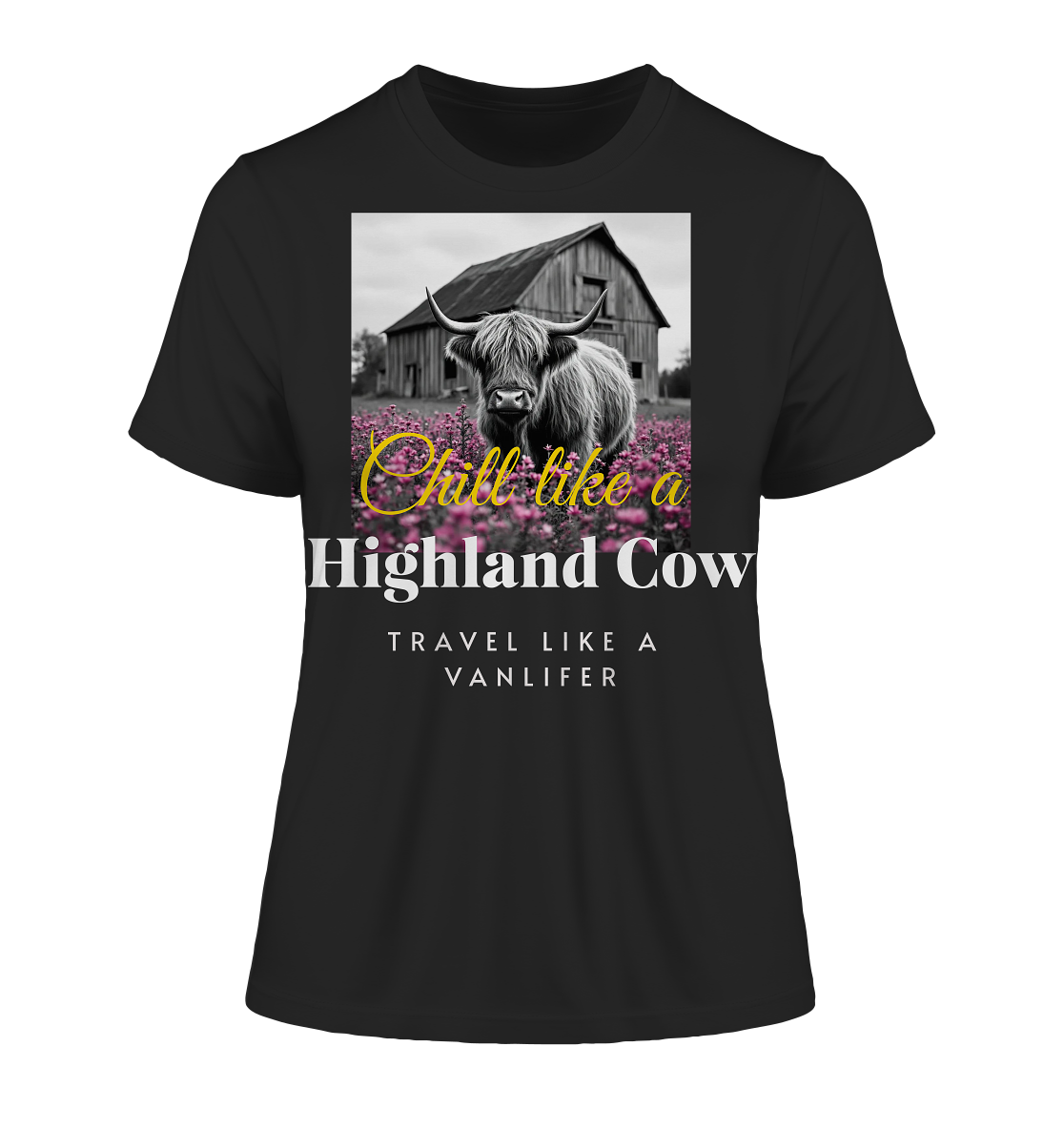 Chill like a Highland Cow – Damen Bio-Shirt (Fitted)