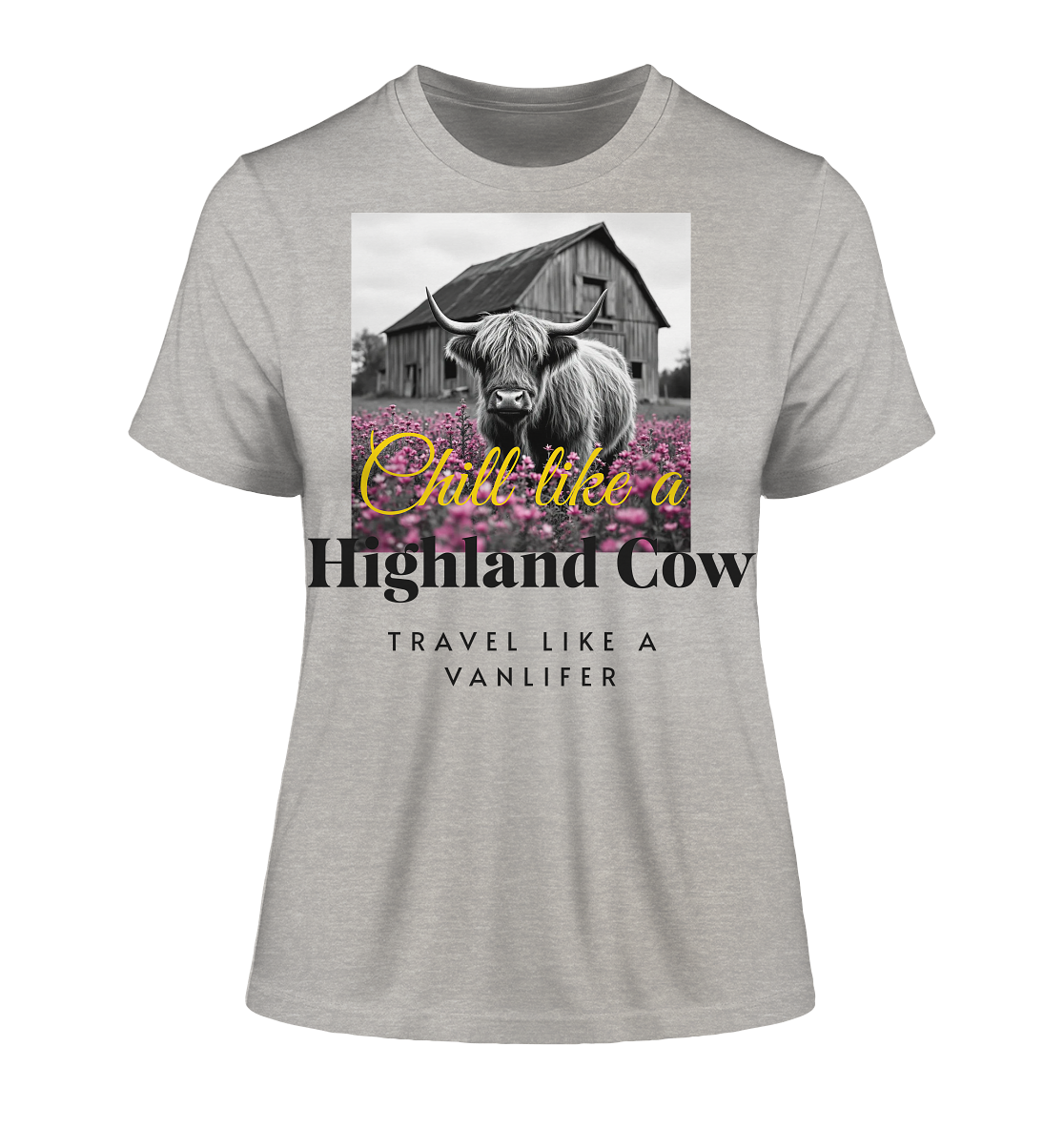 Chill like a Highland Cow – Damen Bio-Shirt (Fitted)