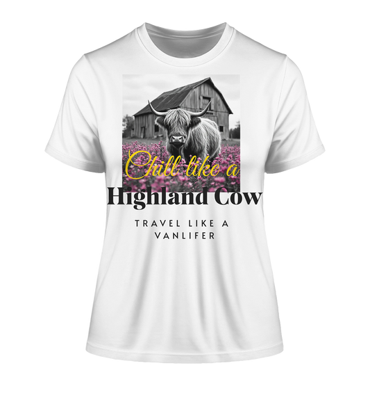 Chill like a Highland Cow – Damen Bio-Shirt (Fitted)