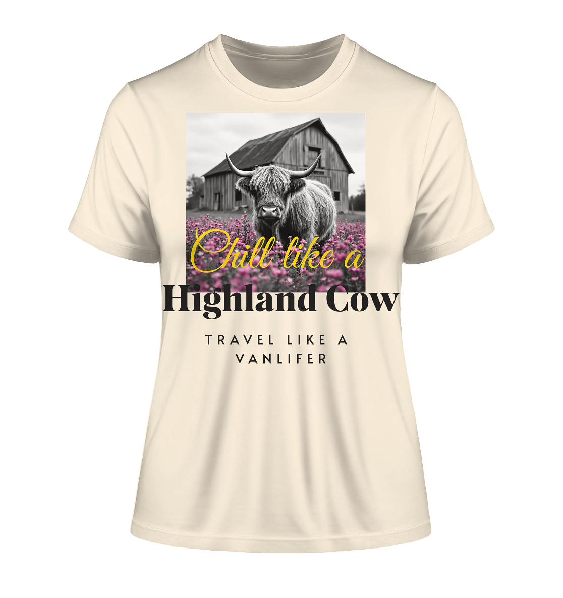 Chill like a Highland Cow – Damen Bio-Shirt (Fitted)
