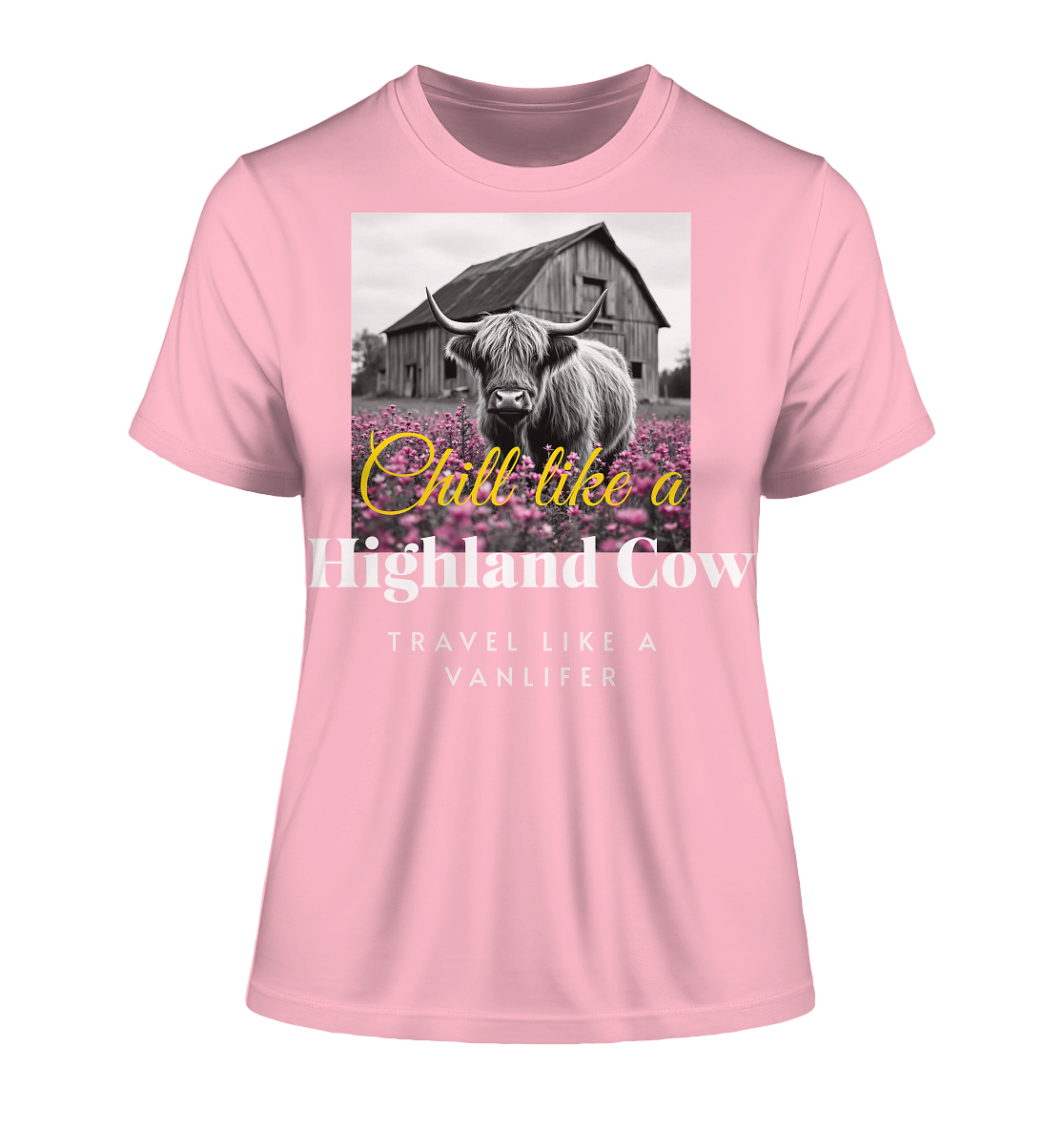 Chill like a Highland Cow – Damen Bio-Shirt (Fitted)