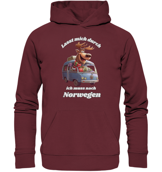 Lasst mich durch – ich muss nach Norwegen! (Unisex Bio Hoodie)