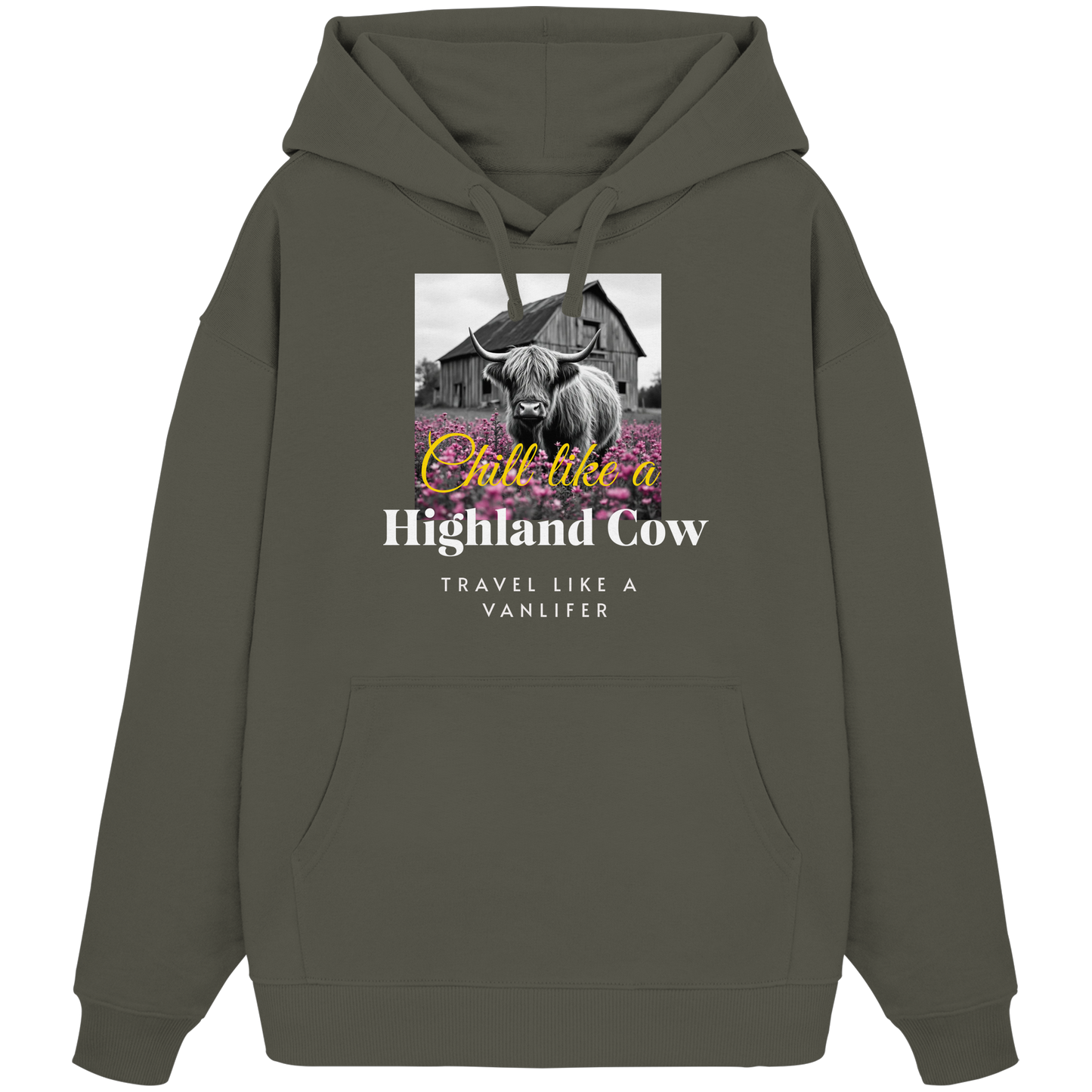 Chill like a Highland Cow – Klassischer Bio Hoodie (Unisex)