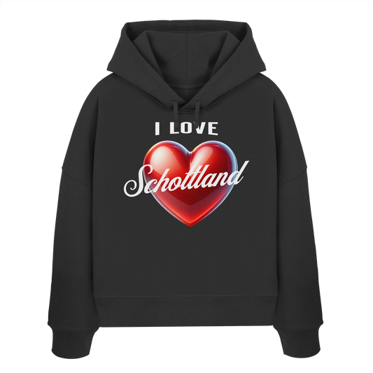 I Love Schottland – Damen Bio-Boxcut Hoodie - Womens Organic Boxcut Hoodie