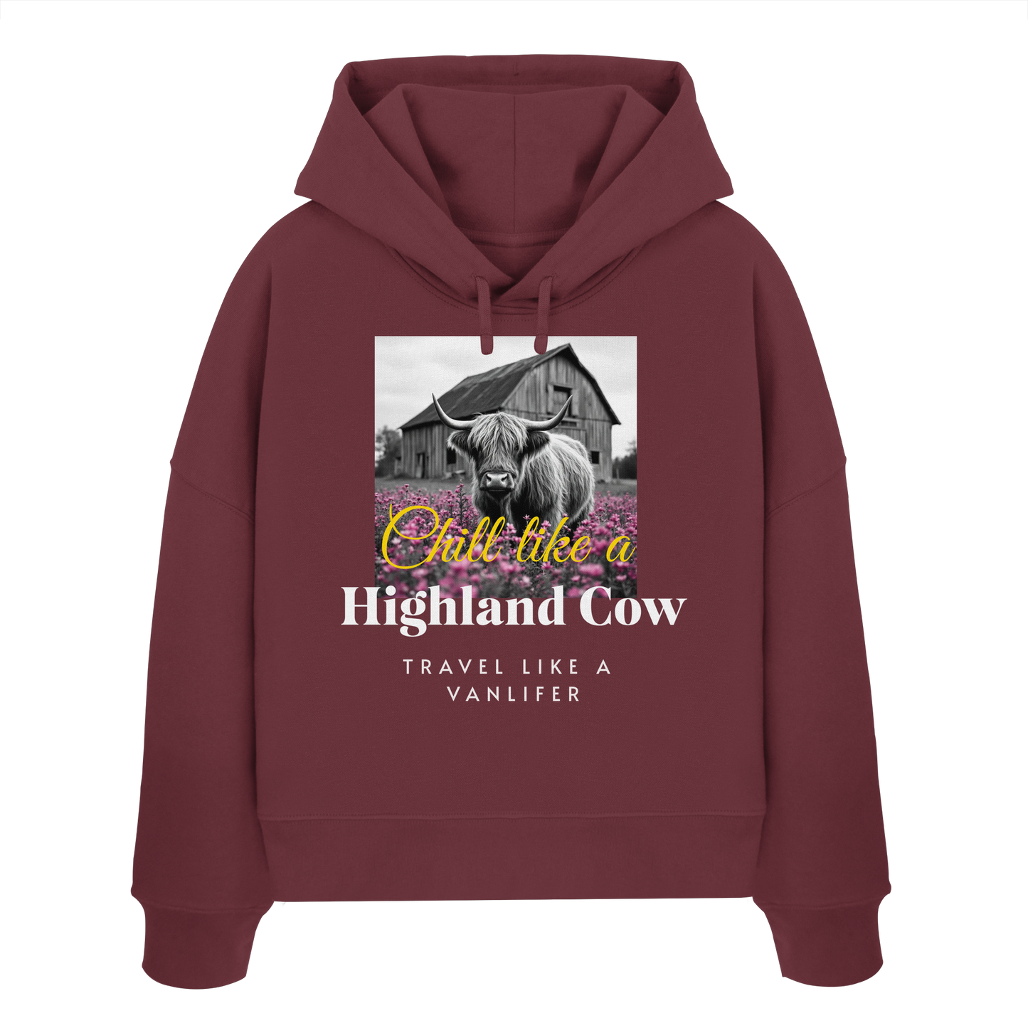 Chill like a Highland Cow – Damen Bio-Boxcut Hoodie