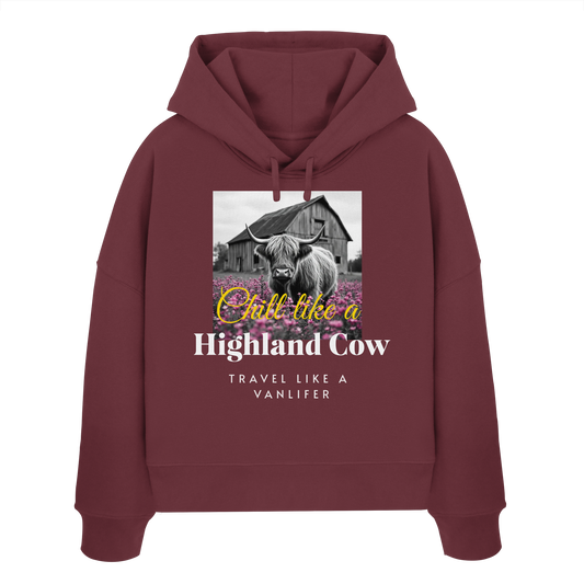 Chill like a Highland Cow – Damen Bio-Boxcut Hoodie
